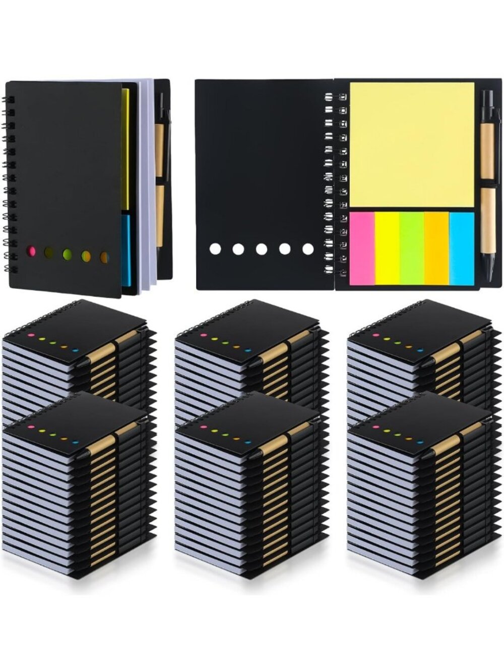 80 Pack Lined Spiral Notebooks & Pens Set - Bulk Small Notepads for School